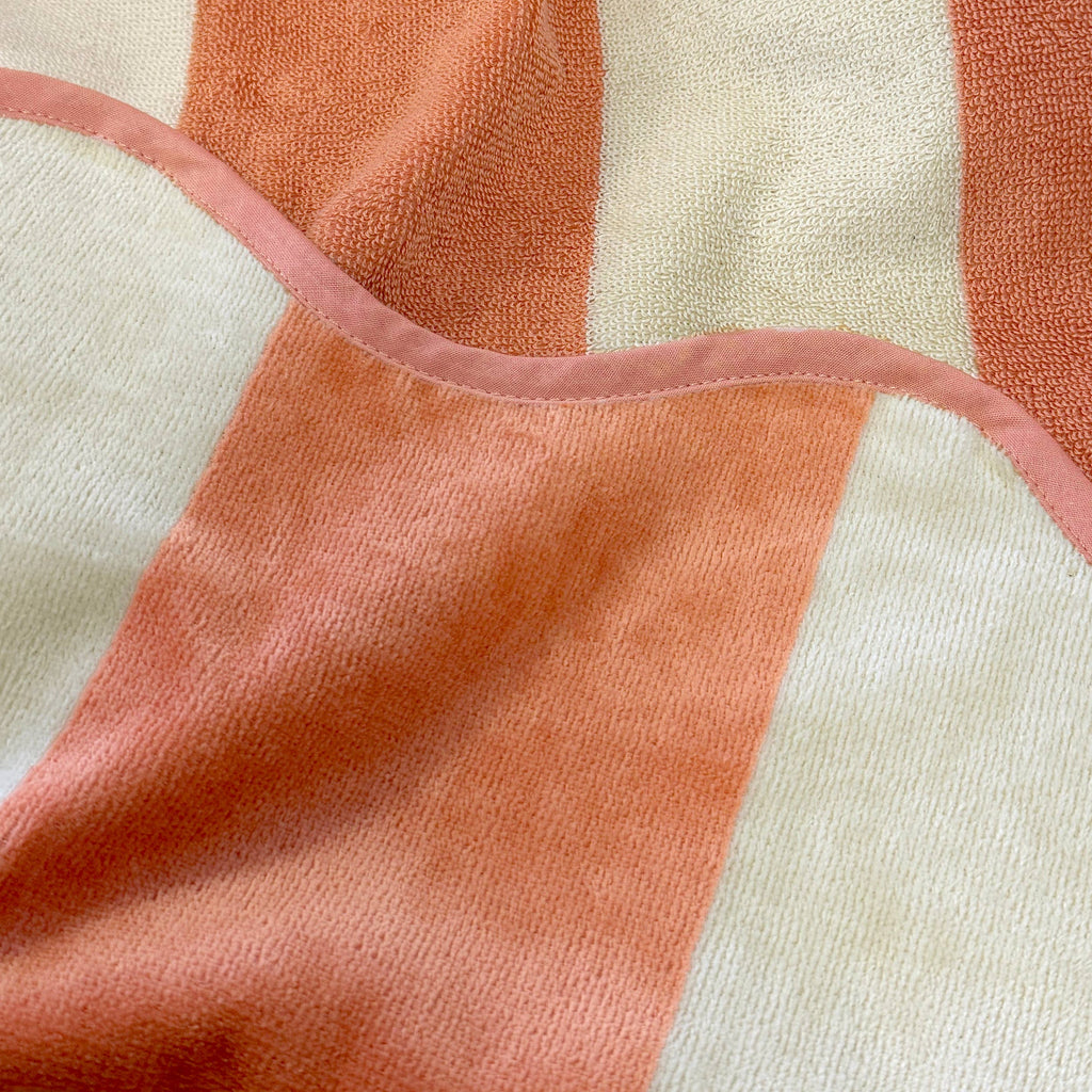 B&W Beach Towel - Orange Scalloped Striped - 100% Cotton