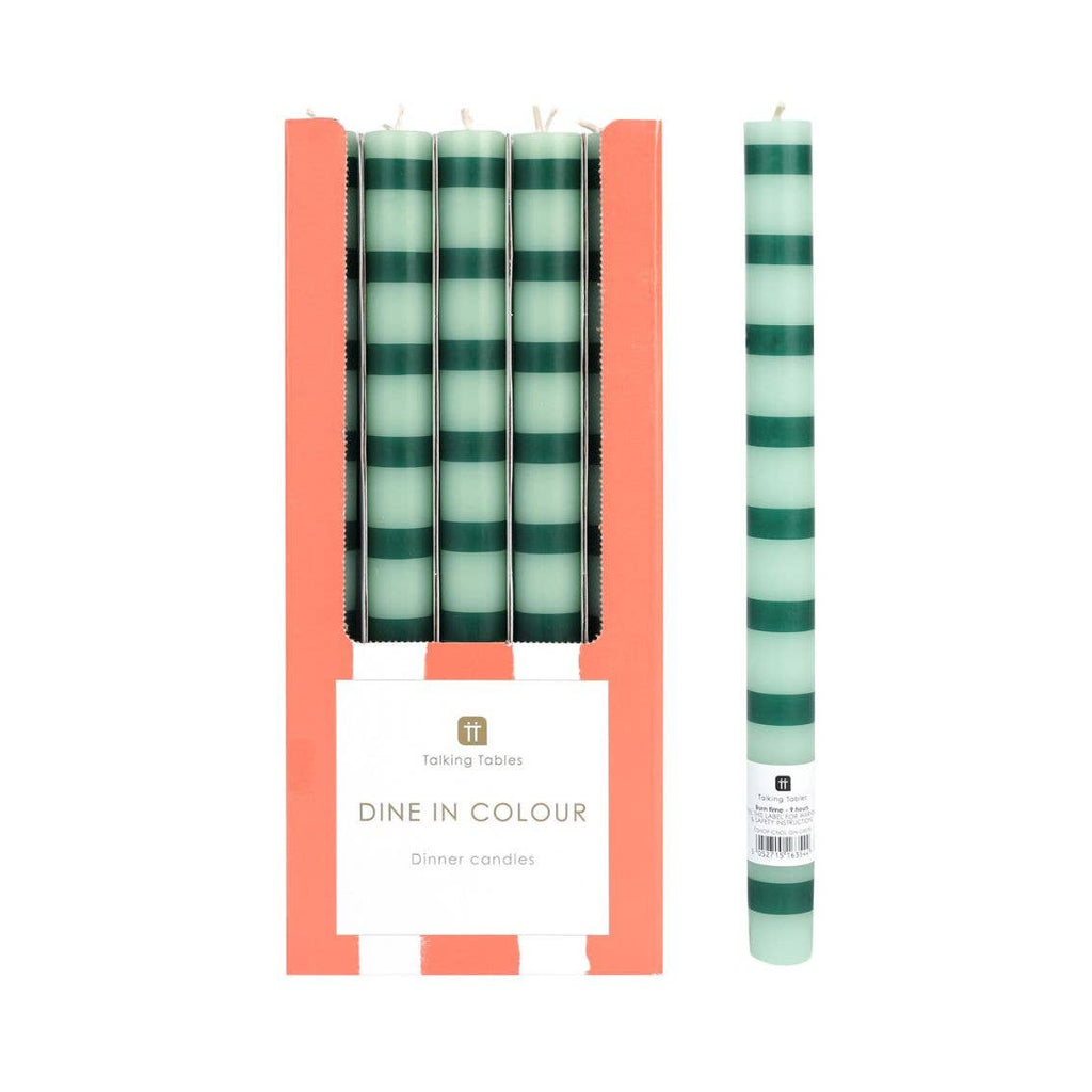 Stripe Candles - Green & Sage