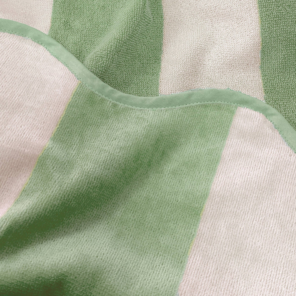 B&W Beach Towel - Green Scalloped Striped - 100% Cotton