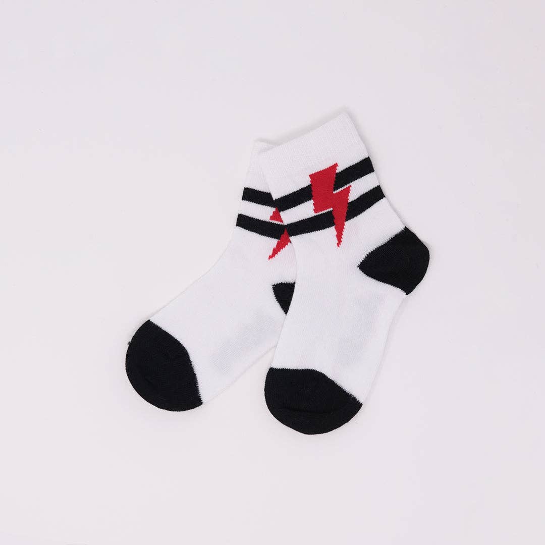 Kids Stripe Socks - Red Bolt