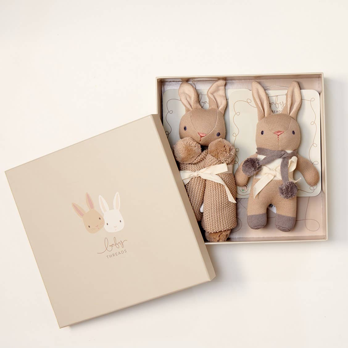 Baby Threads Taupe Gift Set - Organic Rattle + Comforter