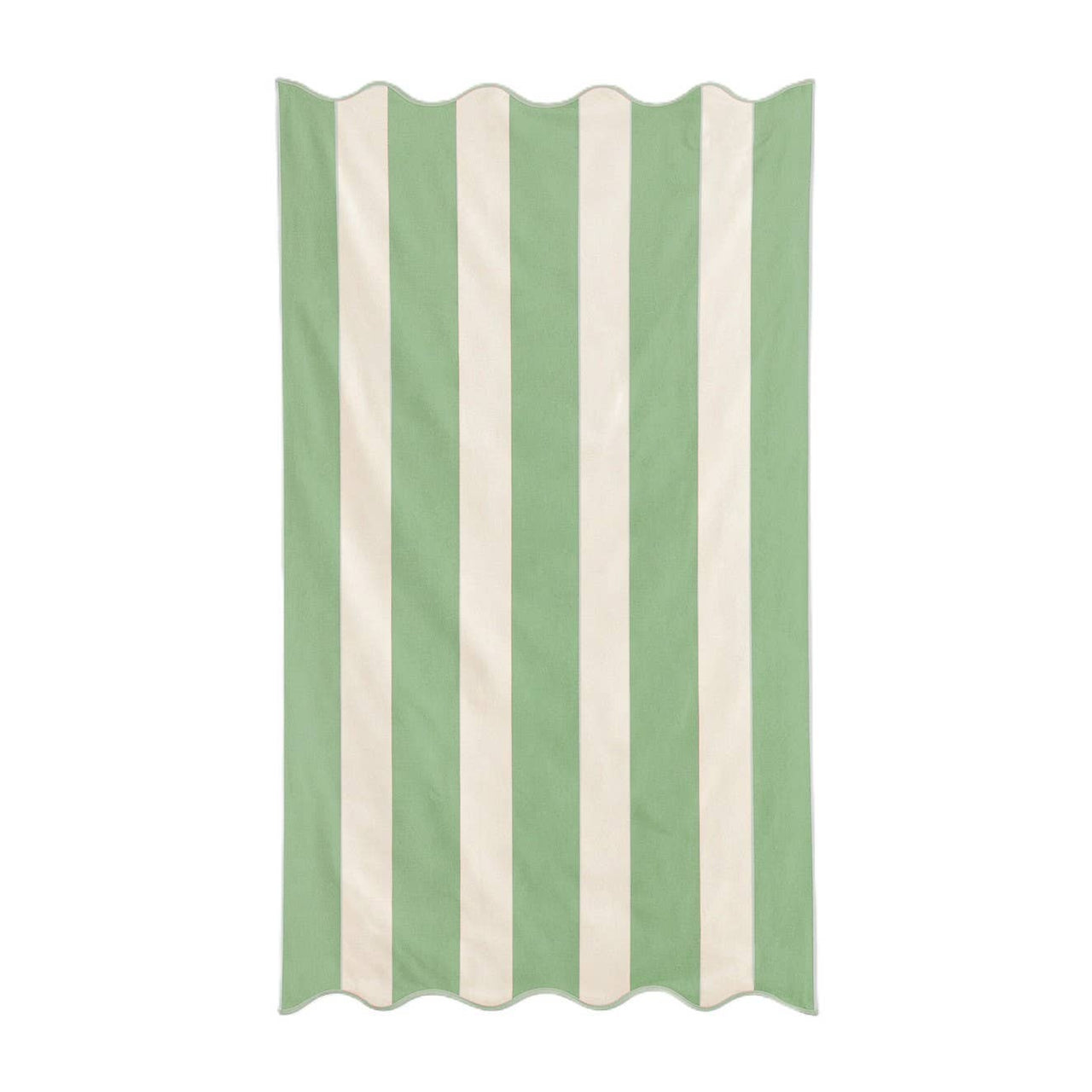 B&W Beach Towel - Green Scalloped Striped - 100% Cotton
