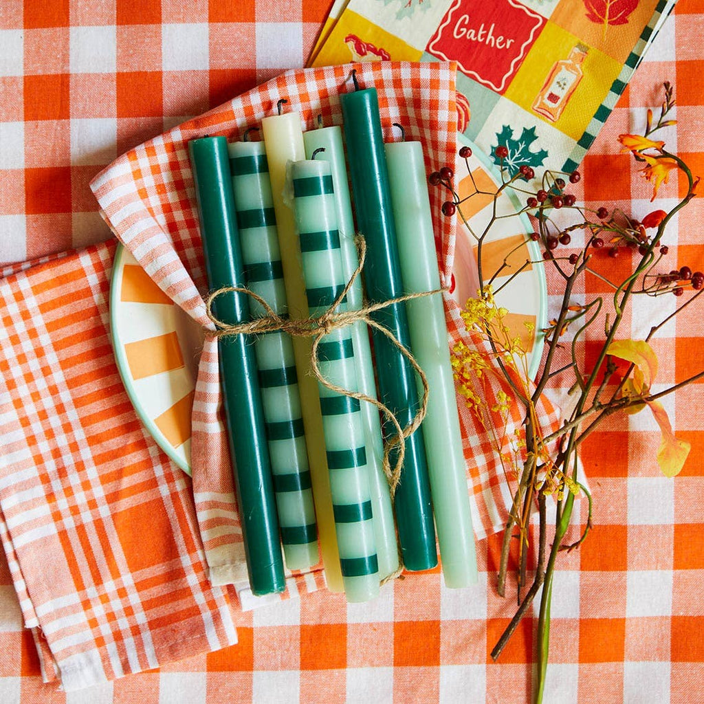 Stripe Candles - Green & Sage