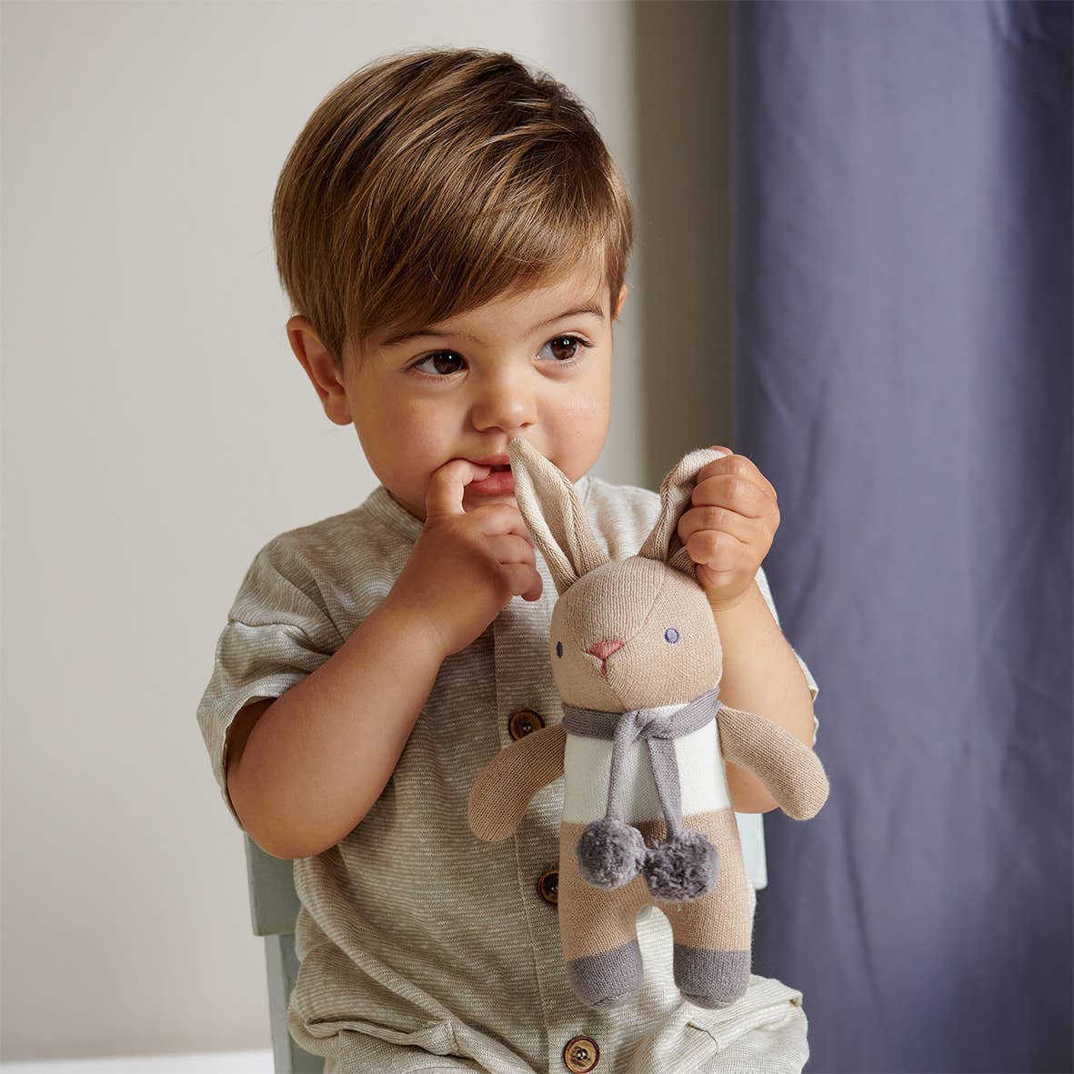 Baby Threads Taupe Gift Set - Organic Rattle + Comforter