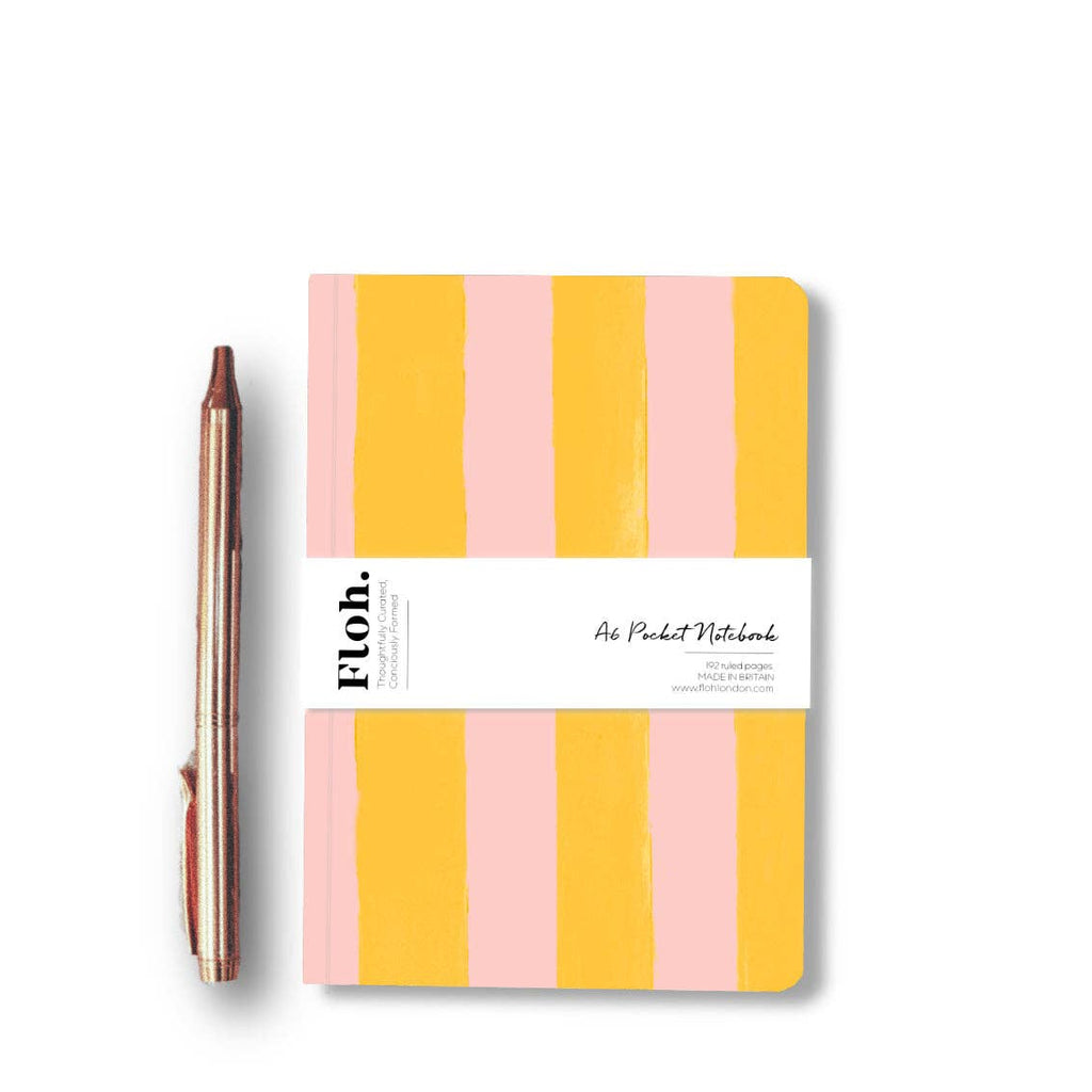 Mango & Peach A6 Pocket Lined Notebook - Striped