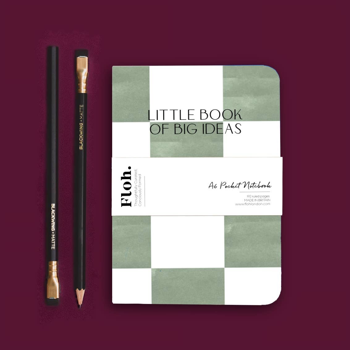 Matcha A6 Lined Notebook - Checkerboard