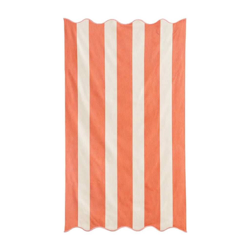 B&W Beach Towel - Orange Scalloped Striped - 100% Cotton