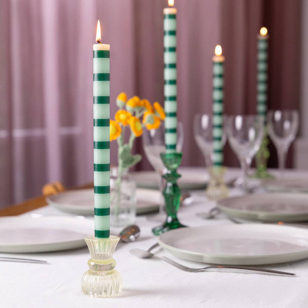 Stripe Candles - Green & Sage